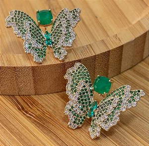 BRNCO DOURADO BORBOLETA VERDE CRAVEJADO
