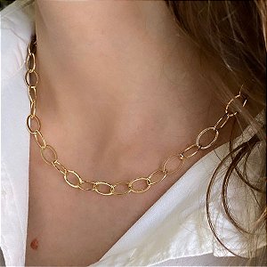 COLAR CHOKER DOURADO ELO OVAL