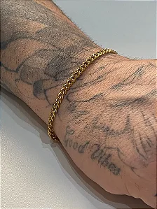 PULSEIRA DOURADA MASCULINA AÇO INOX