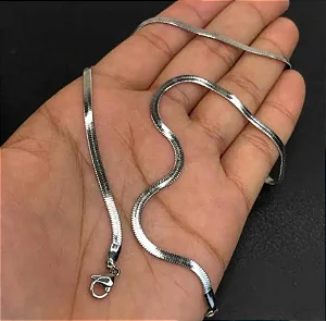 COLAR PRATEADO MASCULINO AÇO INOX FITA 3MM 50CM