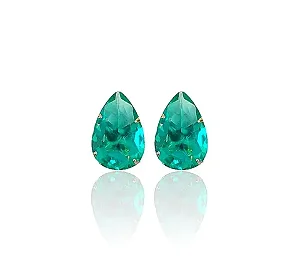 BRINCO DOURADO GOTA VERDE