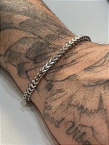 PULSEIRA PRATEADA MASCULINA AÇO INOX