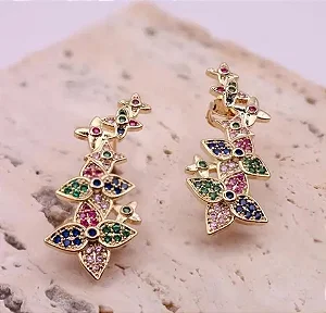 BRINCO DOURADO EAR CUFF FLORES