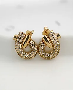 BRINCO DOURADO NÓ CRAVEJADO