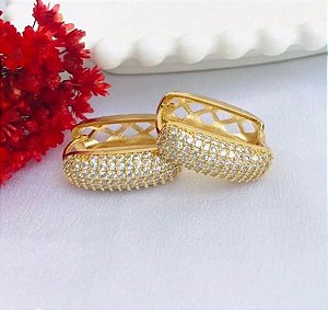 BRINCO DOURADO CRAVEJADO RETANGULAR