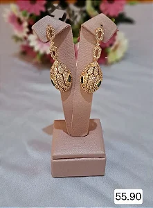 Brinco cobra dourado cravejado com zircônias