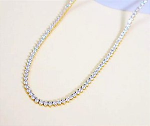 COLAR DOURADO RIVIERA TRES PONTAS 3MM CRISTAL 45CM