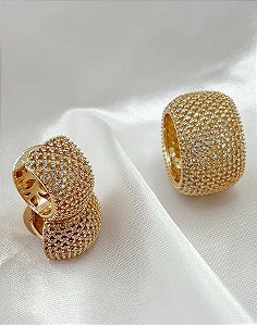 CONJUNTO DOURADO CRAVEJADO ANEL E BRINCOS