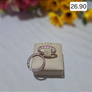 ANEL PRATEADO COM ZIRCÔNIAS ROSAS