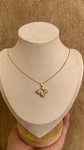 COLAR MARIPOSA CRAVEJADO BANHO OURO
