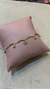 PULSEIRA LACINHOS PENDURADOS BANHO OURO