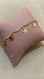 PULSEIRA BORBOLETAS PENDURADAS BANHO OURO