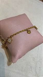 PULSEIRA AÇO PINGENTE CORAÇÃO