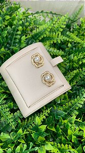BRINCO ROSA PERÓLA DOURADO