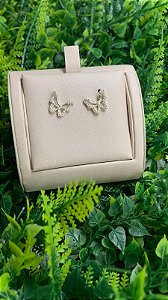 BRINCO BORBOLETA CRAVEJADA PRATA