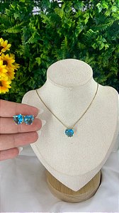 CONJUNTO CORAÇÃO AZUL DOURADO