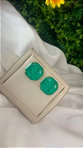 BRINCO PEDRA VERDE DOURADO