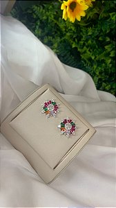 BRINCO FLOR COLORS PRATA