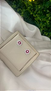 BRINCO MANDALA ROSA PRATA