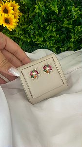 BRINCO FLOR COLORS DOURADO