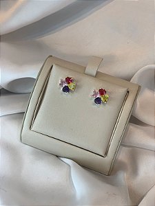 BRINCO FLOR COLORIDA PRATA
