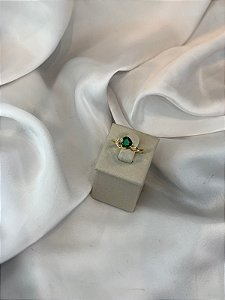 ANEL PEDRA VERDE DOURADO