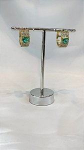 ARGOLA CRAVEJADA COM CORAÇÃO VERDE