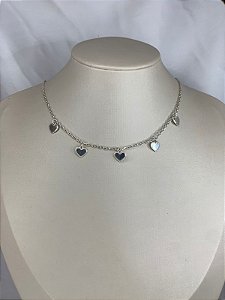 CHOKER PRATA CORAÇÕES