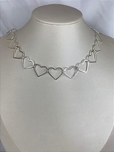 COLAR CORAÇÕES PRATA
