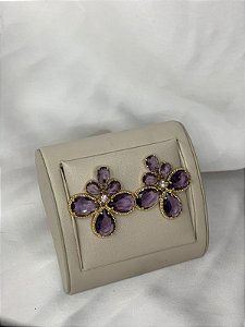 BRINCO DOURADO COM ZIRCONIAS LAVANDA