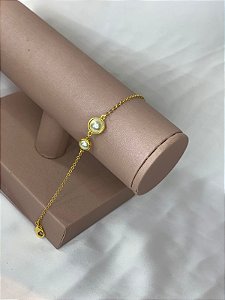 PULSEIRA DUAS PERÓLAS DOURADA
