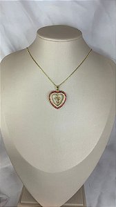 COLAR CRAVEJADO CORAÇÃO FILHOS BANHO OURO