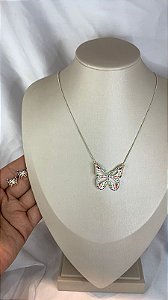 CONJUNTO BORBOLETA CRAVEJADO PRATA