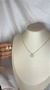 CONJUNTO GOTA CRAVEJADO BANHO OURO