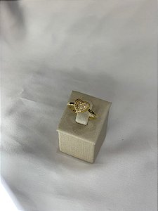 ANEL DE CORAÇÃO CRAVEJADO DOURADO