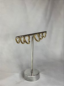 BRINCO TRIO DE CORAÇÃO DOURADO