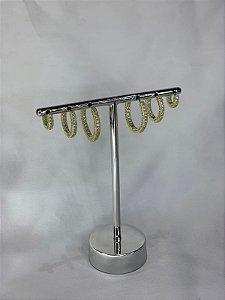 TRIO DE ARGOLAS CRAVEJADAS DOURADAS