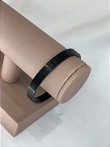 BRACELETE PRETO COM ORAÇÃO DO PAI NOSSO