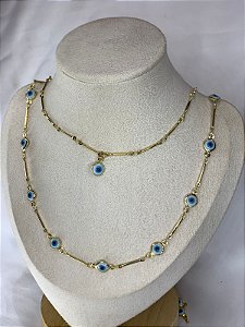 COLAR DUPLO OLHO GREGO DOURADO