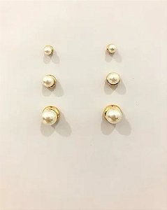 TRIO DE BRINCOS MEIA PEROLA