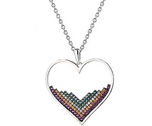 COLAR CORAÇÃO CRAVEJADO PRATA