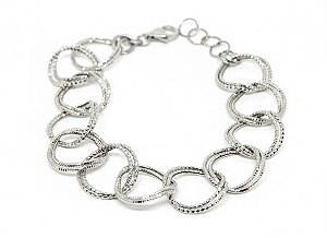 PULSEIRA ELO DUPLO PRATA TEXTURIZADOS