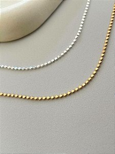 COLAR BOLINHAS ACHATADAS PRATA