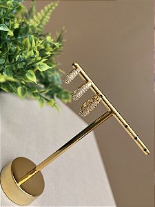 Trio argolinhas triangular cravejadas ouro