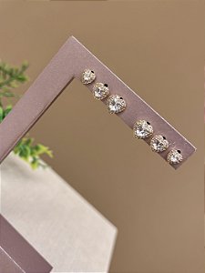 Trio de brincos coração ouro