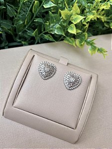 Brinco Coração pizza cravejado rodio