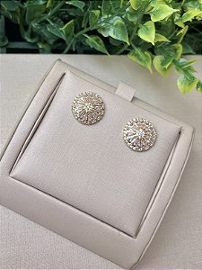 Brinco pizza cravejado ouro