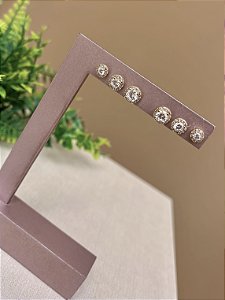 Trio de brincos inspiração ouro