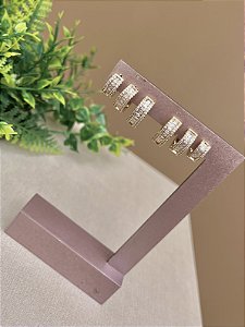 Trio de argolinha baguete ouro