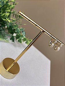 Brinco coração cravejado ouro